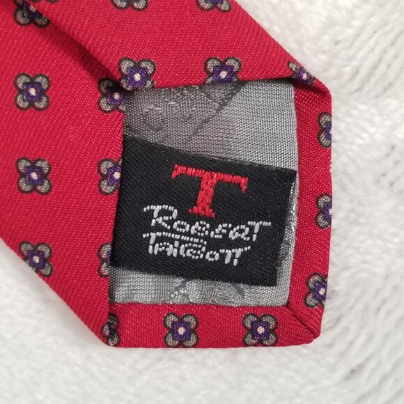 Robert Talbott Hand Sewn Silk Printed in Italy Made in USA W 3 3/8 by L 57 Red - Picture 8 of 11